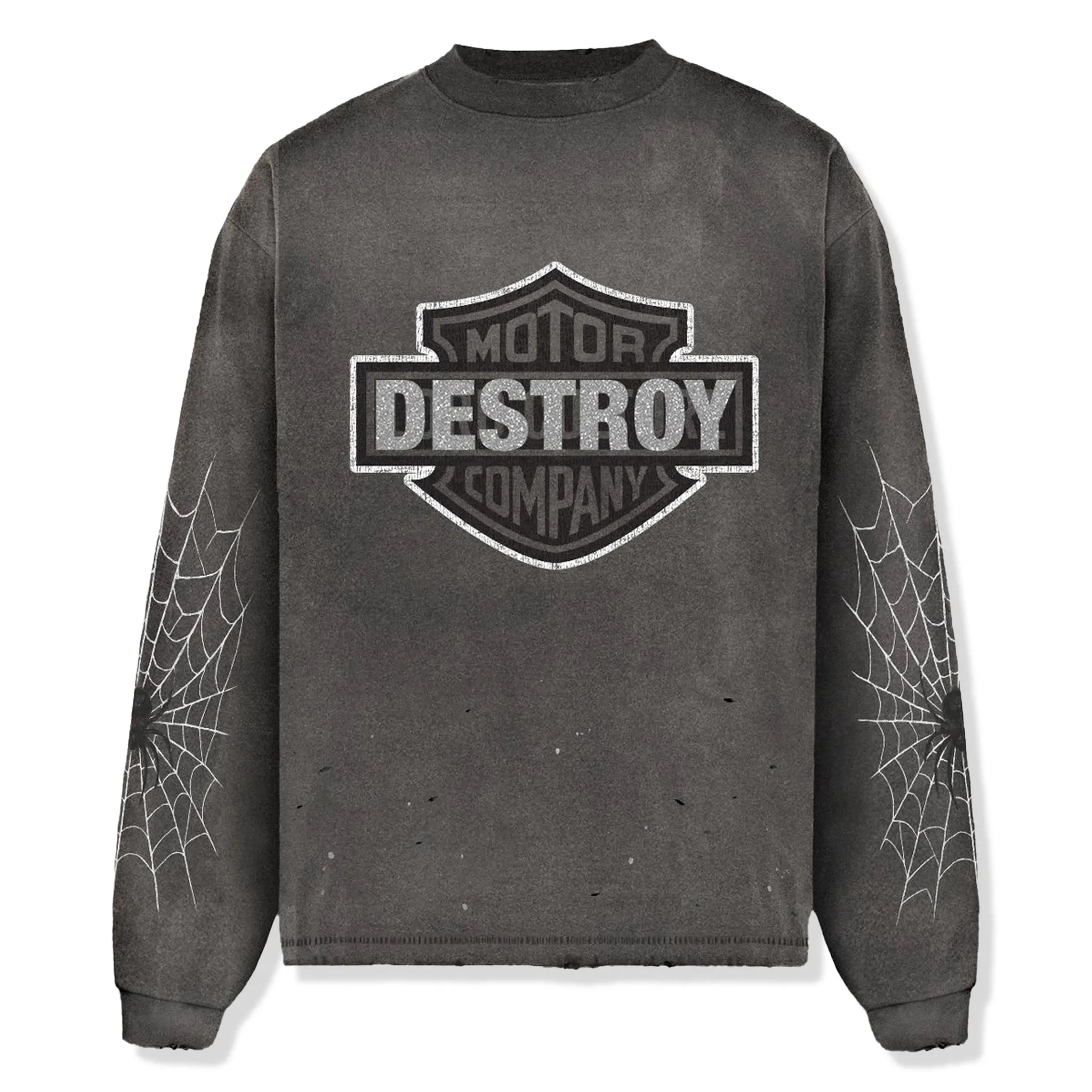 Front View of Lord Culture Destroy L/S Washed Black T-Shirt